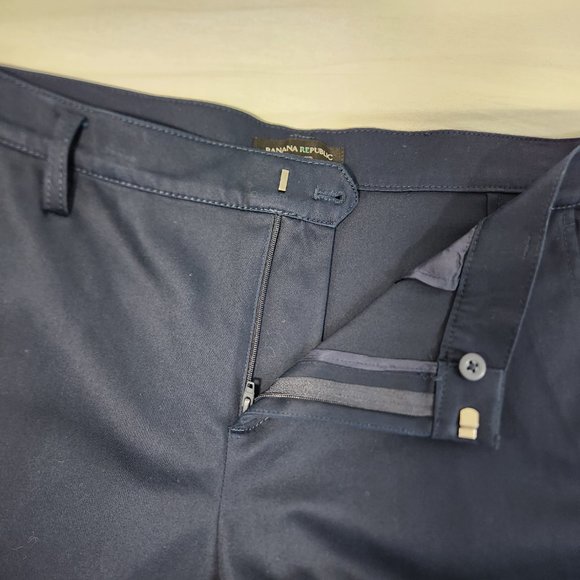 BANANA REPUBLIC Trendy Navy Wide Leg Crop Preppy Belted Pants Size 12 New NO Tag - Picture 7 of 16